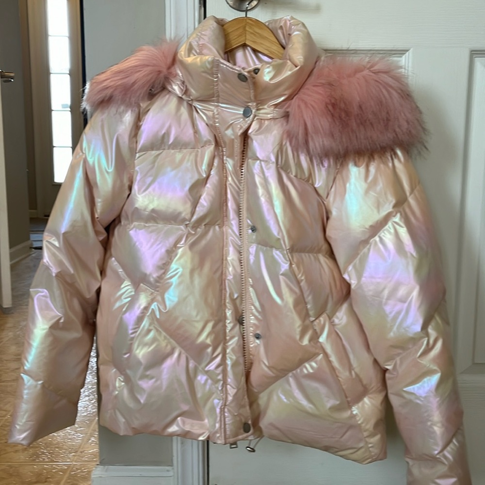Pink puffer coat